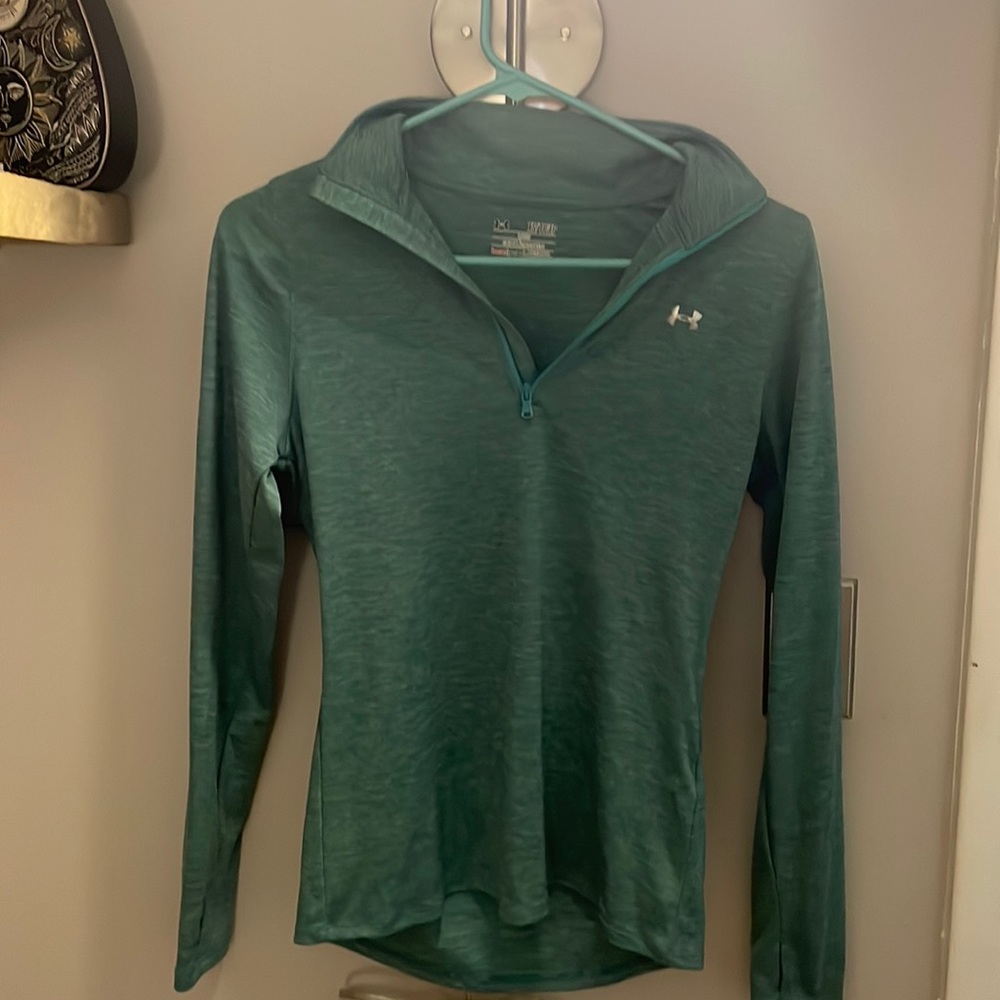 Under armour, green/blue collared long sleeve